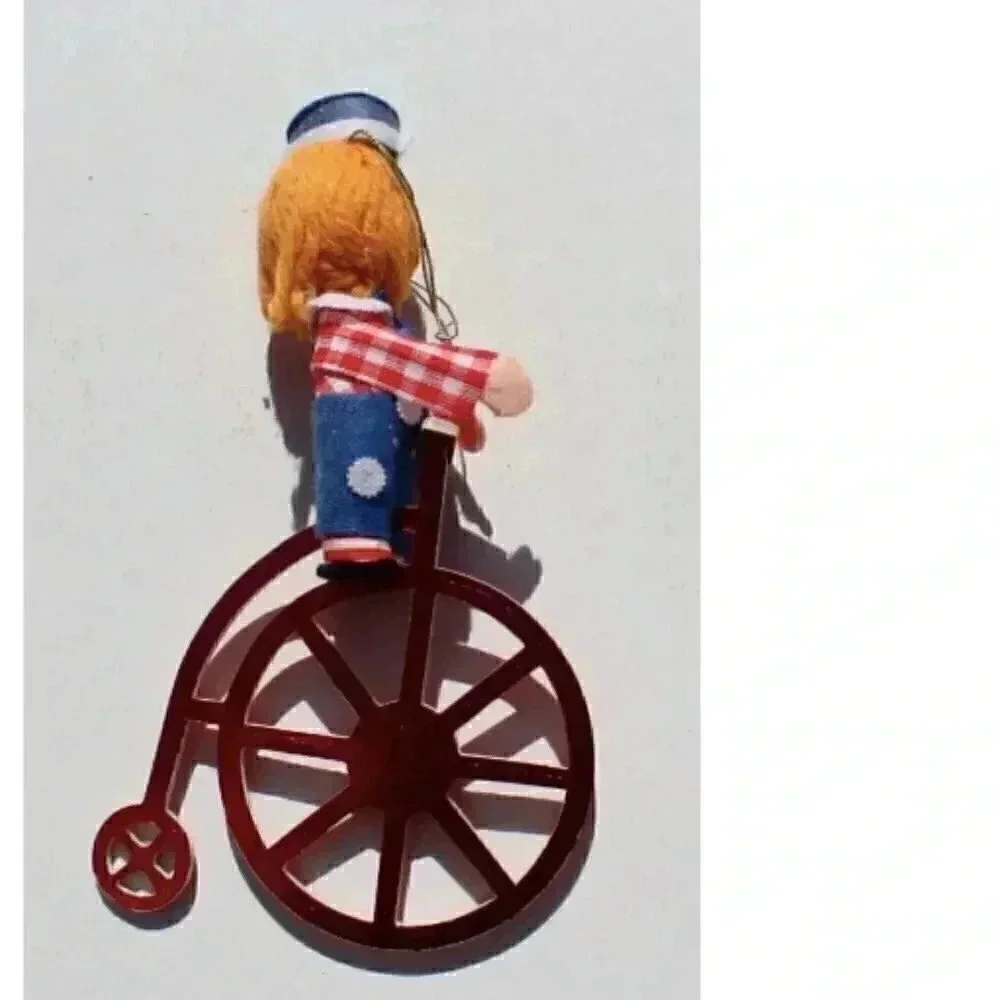 Vintage Raggedy Andy Riding A Unicycle Christmas Tree Ornament